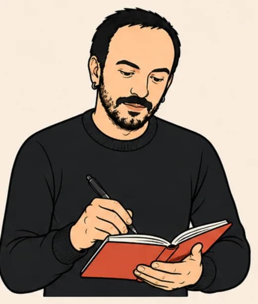 Aytaç V. Pamuk not alırken