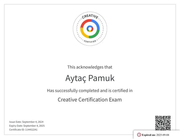 Creative Certification Exam belgesi