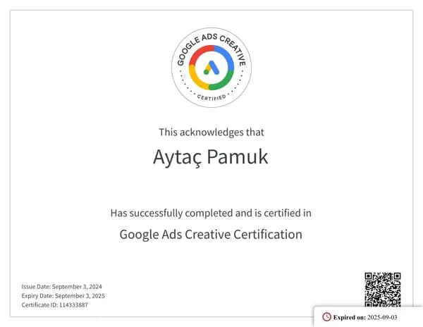 Google Ads Creative Certification belgesi