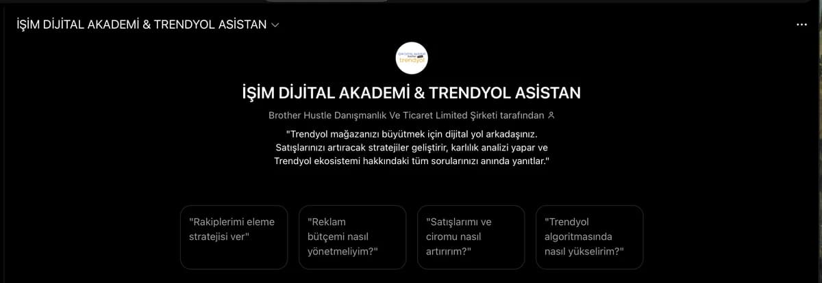 İşim Dijital Akademi & Trendyol Asistan ekran görüntüsü